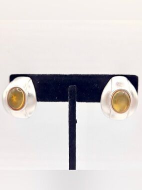 Vintage Nina Ricci Silver Tone Clip-On Earrings